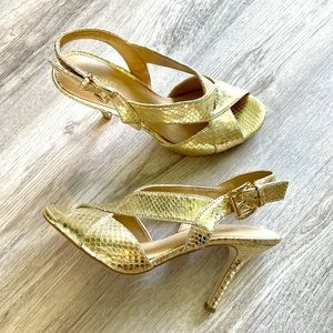 Michael Kors - Becky Gold Snakeskin Dress Sandals/ Strappy Heels